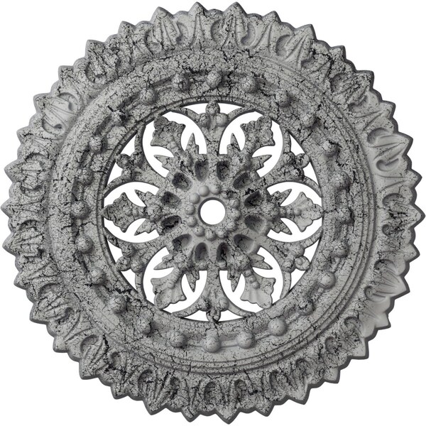 Ekena Millwork Sellek Medallion (Canopies up to 1 1/8"), 18 1/2"OD x 7/8"ID x 1 1/2"P, Ultra Pure White Crackle CM18SKUWC - main